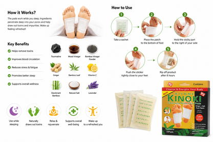 Adhesive Body and Foot Patch to Detox||Organic Natural ingredients|Cleansing Detox Foot Pads Toxins Stress Relief||30 Relief toxin Foot Pads And 30 Adhesive Sheets|| pack of 3 box