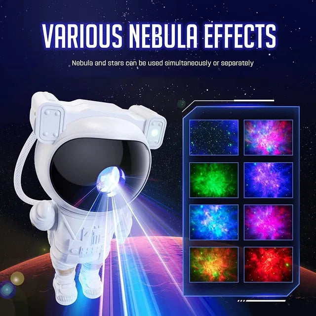 Astronaut Galaxy Projector for men showcasing various nebula effects and star patterns for home decor.