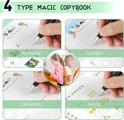 Kid's Magic Reusable CopyBook (10 Refill, 4 Book, 1 Pen, 1 Grip)