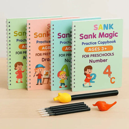 Kid's Magic Reusable CopyBook (10 Refill, 4 Book, 1 Pen, 1 Grip)